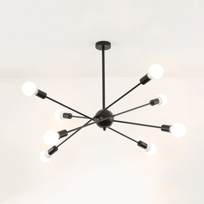 Study Room Firework Chandelier Light Metallic Simple Style Suspension Light in Black Clearhalo 'Ceiling Lights' 'Chandeliers' 'Modern Chandeliers' 'Modern' Lighting' 243155