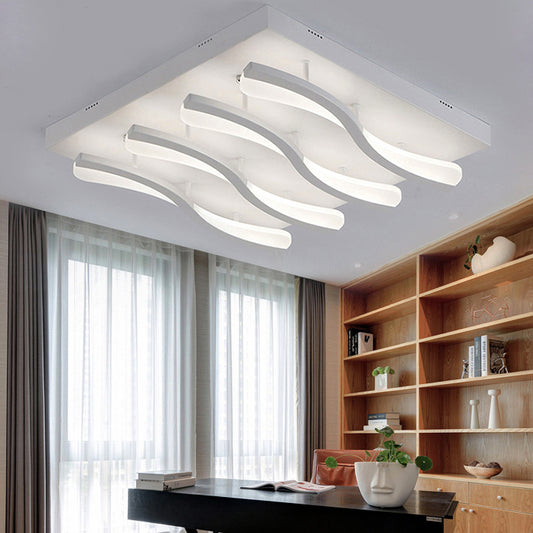 Wavy Flushmount Lighting Modernism Acrylic LED 21.5"/26" Wide Living Room Ceiling Flush Light in Warm/White Light Clearhalo 'Ceiling Lights' 'Close To Ceiling Lights' 'Close to ceiling' 'Flush mount' Lighting' 243168