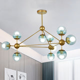 Modo Living Room Pendant Lamp Metal & Glass Multi-Head Contemporary Chandelier in Blue Clearhalo 'Ceiling Lights' 'Chandeliers' 'Modern Chandeliers' 'Modern' Lighting' 243180