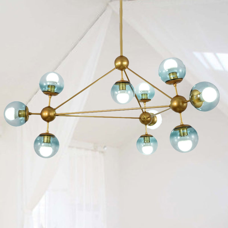 Modo Living Room Pendant Lamp Metal & Glass Multi-Head Contemporary Chandelier in Blue Clearhalo 'Ceiling Lights' 'Chandeliers' 'Modern Chandeliers' 'Modern' Lighting' 243181