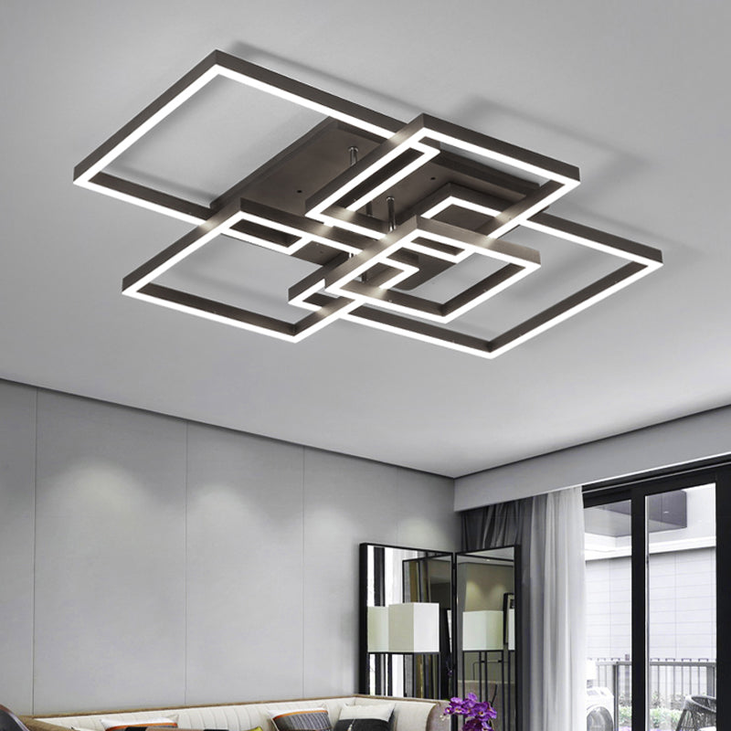 Square Acrylic Ceiling Light Modern LED 39"/47" Wide Brown Semi Flush Mount Light in Warm/White Light Brown White Clearhalo 'Ceiling Lights' 'Close To Ceiling Lights' 'Close to ceiling' 'Semi-flushmount' Lighting' 243222