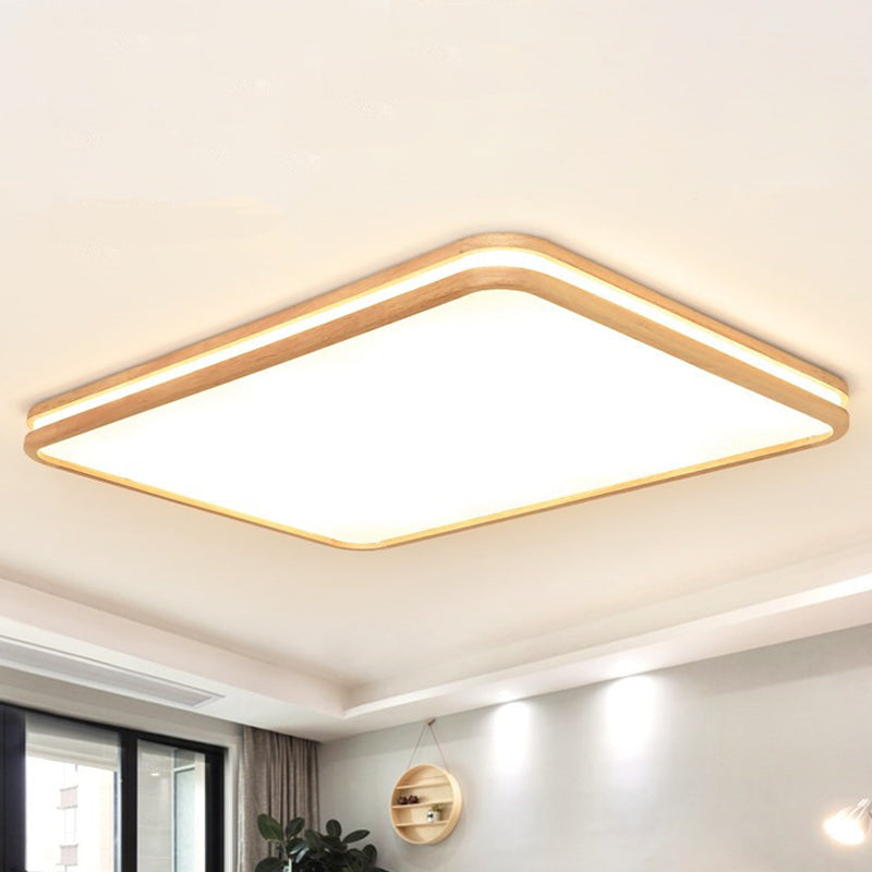 Living Room Rectangle Ceiling Light Acrylic Simple Style White Flush Mount Light with Wooden Edge White Warm Clearhalo 'Ceiling Lights' 'Close To Ceiling Lights' 'Close to ceiling' 'Flush mount' Lighting' 243226