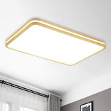 Living Room Rectangle Ceiling Light Acrylic Simple Style White Flush Mount Light with Wooden Edge White White Clearhalo 'Ceiling Lights' 'Close To Ceiling Lights' 'Close to ceiling' 'Flush mount' Lighting' 243228