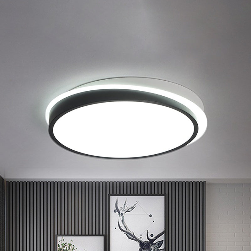 18"/23.5" Dia Black Circular Flush Mount Ceiling Light Simple Metal LED Study Room Ceiling Flush Mount in Warm/White with Acrylic Diffuser Clearhalo 'Ceiling Lights' 'Close To Ceiling Lights' 'Close to ceiling' 'Flush mount' Lighting' 243268