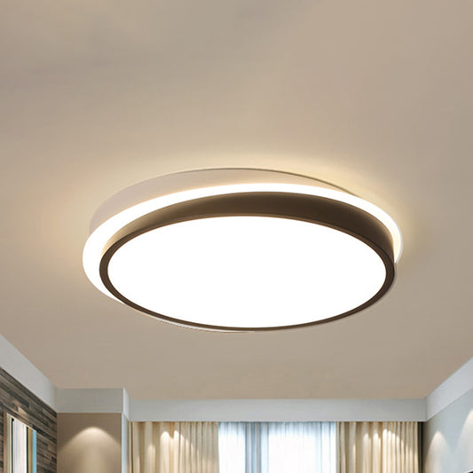 18"/23.5" Dia Black Circular Flush Mount Ceiling Light Simple Metal LED Study Room Ceiling Flush Mount in Warm/White with Acrylic Diffuser Clearhalo 'Ceiling Lights' 'Close To Ceiling Lights' 'Close to ceiling' 'Flush mount' Lighting' 243270