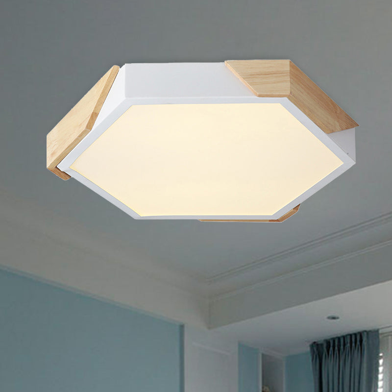 Slim Panel Hexagon Ceiling Light Macaron Loft Acrylic LED Green/Pink/White/Yellow Flush Mount Light in Warm Light for Kindergarten Clearhalo 'Ceiling Lights' 'Close To Ceiling Lights' 'Close to ceiling' 'Flush mount' Lighting' 243272