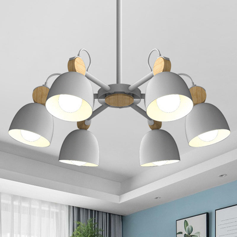 Modern Stylish Dome Chandelier Rotatable Metallic Hanging Light for Hotel Bedroom 6 Grey Clearhalo 'Ceiling Lights' 'Chandeliers' 'Modern Chandeliers' 'Modern' Lighting' 243311