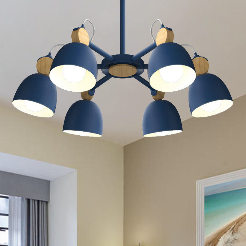 Modern Stylish Dome Chandelier Rotatable Metallic Hanging Light for Hotel Bedroom 6 Blue Clearhalo 'Ceiling Lights' 'Chandeliers' 'Modern Chandeliers' 'Modern' Lighting' 243314