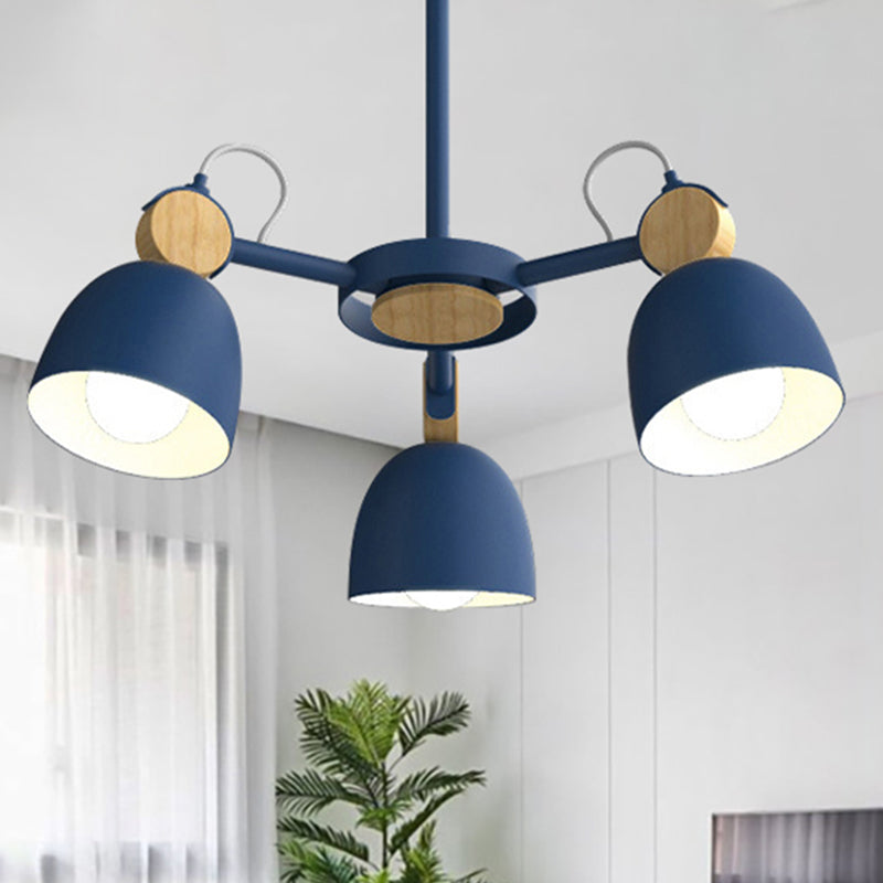 Modern Stylish Dome Chandelier Rotatable Metallic Hanging Light for Hotel Bedroom 3 Blue Clearhalo 'Ceiling Lights' 'Chandeliers' 'Modern Chandeliers' 'Modern' Lighting' 243323