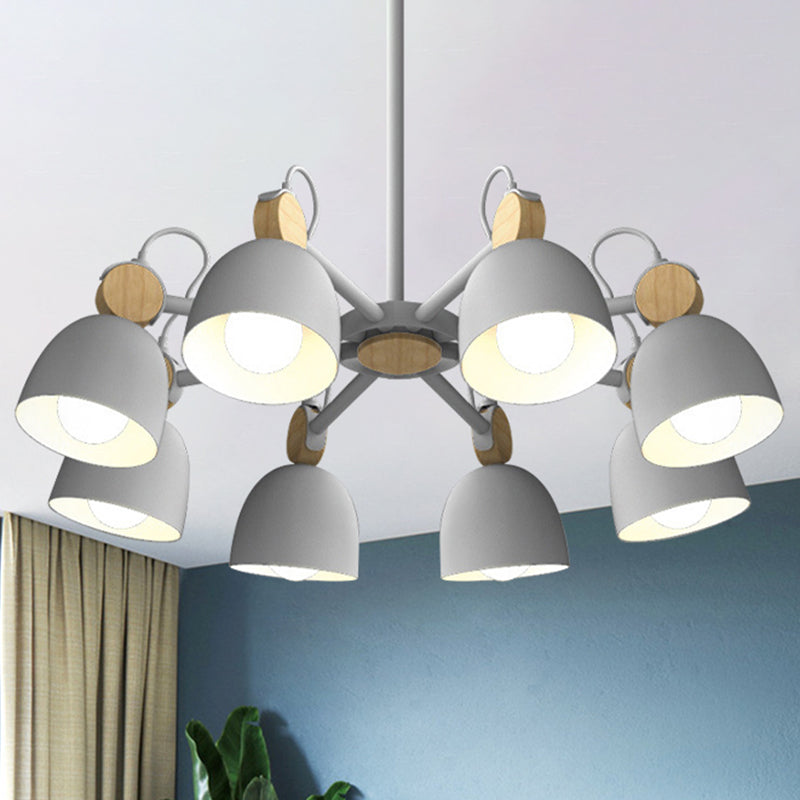 Modern Stylish Dome Chandelier Rotatable Metallic Hanging Light for Hotel Bedroom 8 Grey Clearhalo 'Ceiling Lights' 'Chandeliers' 'Modern Chandeliers' 'Modern' Lighting' 243329