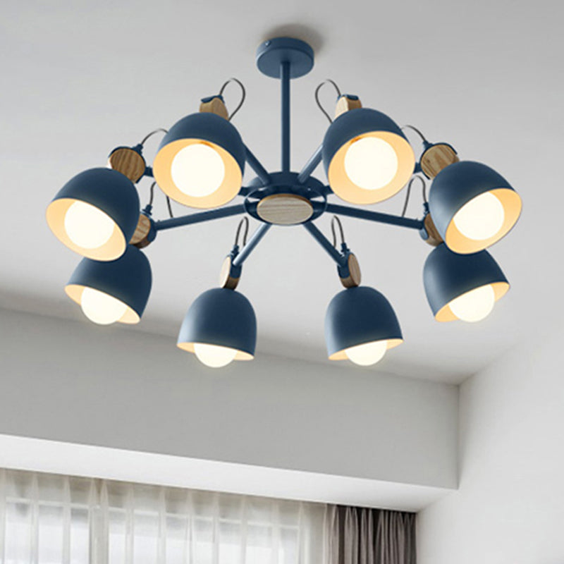 Modern Stylish Dome Chandelier Rotatable Metallic Hanging Light for Hotel Bedroom 8 Blue Clearhalo 'Ceiling Lights' 'Chandeliers' 'Modern Chandeliers' 'Modern' Lighting' 243332