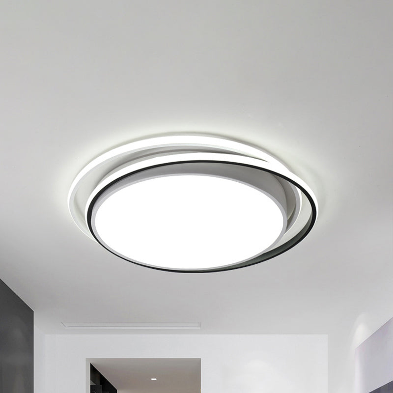 Drum Flush Ceiling Light with Acrylic Diffuser Modern Metal Integrated LED Black/White Ceiling Mount Light for Bedroom in Warm/White White White Clearhalo 'Ceiling Lights' 'Close To Ceiling Lights' 'Close to ceiling' 'Flush mount' Lighting' 243345