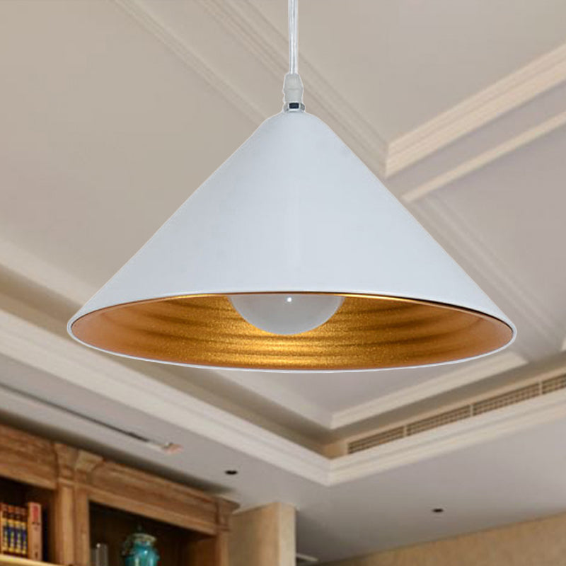 12.5"/16.5" Wide Contemporary Metal Ceiling Lamp Cone Shade with Gold Ripple Inside Black/White Dining Room Hanging Pendant Light Clearhalo 'Ceiling Lights' 'Modern Pendants' 'Modern' 'Pendant Lights' 'Pendants' Lighting' 243348