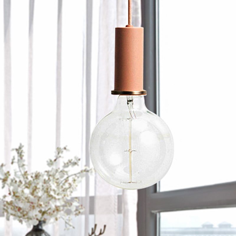 Mini Hanging Light Single Light Macaron Loft Metal Pendant Light in Black/Blue/Pink/White for Cafe Pink 4" Clearhalo 'Ceiling Lights' 'Modern Pendants' 'Modern' 'Pendant Lights' 'Pendants' Lighting' 243361