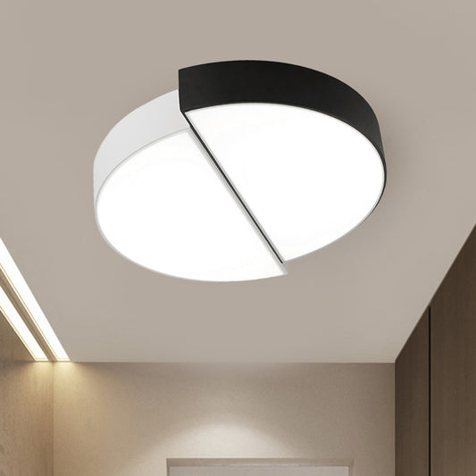 2 Semicircular Ceiling Light Nordic Metal Black and White Integrated LED Flush Mount with Acrylic Shade for Living Room, 15"/19"/23" Dia Black-White Clearhalo 'Ceiling Lights' 'Close To Ceiling Lights' 'Close to ceiling' 'Flush mount' Lighting' 243385