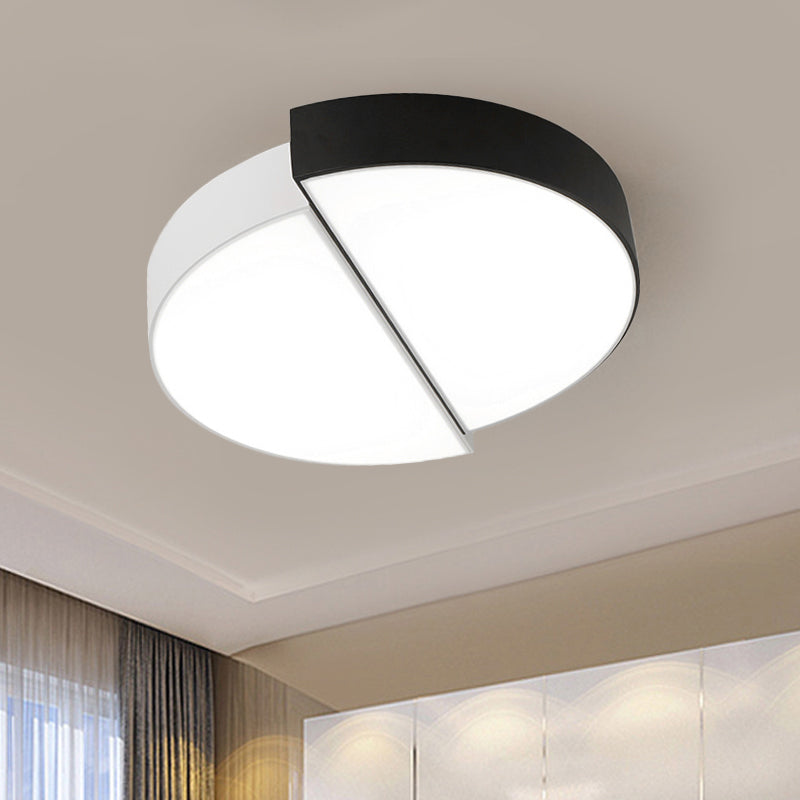 2 Semicircular Ceiling Light Nordic Metal Black and White Integrated LED Flush Mount with Acrylic Shade for Living Room, 15"/19"/23" Dia Clearhalo 'Ceiling Lights' 'Close To Ceiling Lights' 'Close to ceiling' 'Flush mount' Lighting' 243386