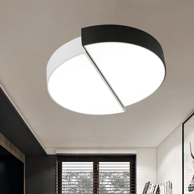 2 Semicircular Ceiling Light Nordic Metal Black and White Integrated LED Flush Mount with Acrylic Shade for Living Room, 15"/19"/23" Dia Clearhalo 'Ceiling Lights' 'Close To Ceiling Lights' 'Close to ceiling' 'Flush mount' Lighting' 243387