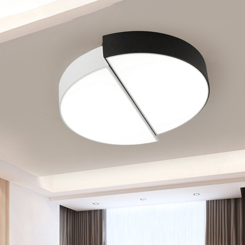 2 Semicircular Ceiling Light Nordic Metal Black and White Integrated LED Flush Mount with Acrylic Shade for Living Room, 15"/19"/23" Dia Clearhalo 'Ceiling Lights' 'Close To Ceiling Lights' 'Close to ceiling' 'Flush mount' Lighting' 243388