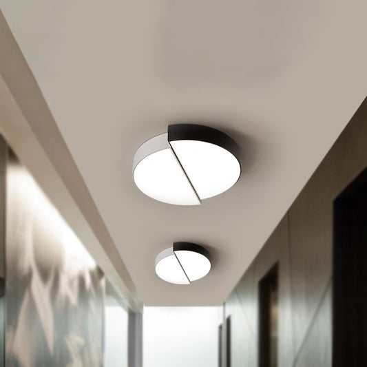 2 Semicircular Ceiling Light Nordic Metal Black and White Integrated LED Flush Mount with Acrylic Shade for Living Room, 15"/19"/23" Dia Clearhalo 'Ceiling Lights' 'Close To Ceiling Lights' 'Close to ceiling' 'Flush mount' Lighting' 243389