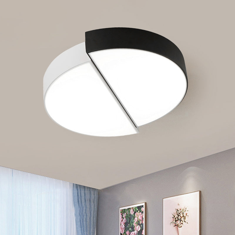 2 Semicircular Ceiling Light Nordic Metal Black and White Integrated LED Flush Mount with Acrylic Shade for Living Room, 15"/19"/23" Dia Clearhalo 'Ceiling Lights' 'Close To Ceiling Lights' 'Close to ceiling' 'Flush mount' Lighting' 243390