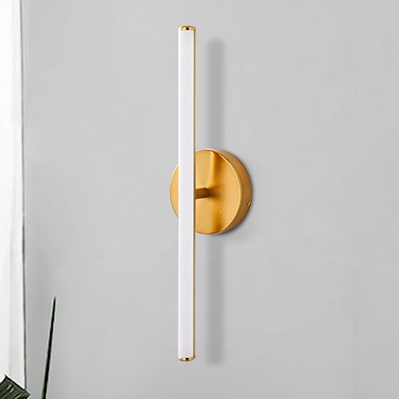 Gold/Black Tubular Wall Sconce Lighting Modern LED Acrylic Wall Lamp for Bathroom Gold Clearhalo 'Cast Iron' 'Glass' 'Industrial' 'Modern wall lights' 'Modern' 'Tiffany' 'Traditional wall lights' 'Wall Lamps & Sconces' 'Wall Lights' Lighting' 243393