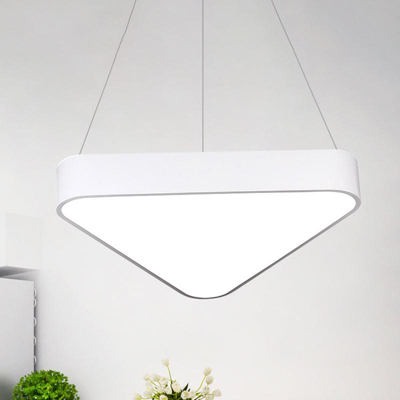 18"/23.5" Long Metal Triangle Suspension Lighting Modern Led White/Black/Silver Hanging Lamp in White/Warm Light Clearhalo 'Ceiling Lights' 'Modern Pendants' 'Modern' 'Pendant Lights' 'Pendants' Lighting' 243403