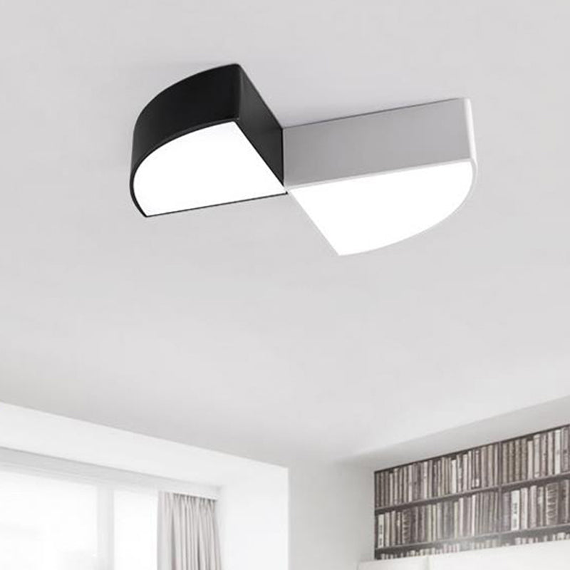 White/Black Sector Flush Light Modernist Led 10"/12"/14" Wide Metal Flush Mount Ceiling Fixture Black Clearhalo 'Ceiling Lights' 'Close To Ceiling Lights' 'Close to ceiling' 'Flush mount' Lighting' 243407