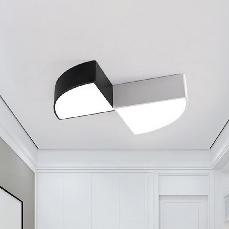 White/Black Sector Flush Light Modernist Led 10"/12"/14" Wide Metal Flush Mount Ceiling Fixture Clearhalo 'Ceiling Lights' 'Close To Ceiling Lights' 'Close to ceiling' 'Flush mount' Lighting' 243408