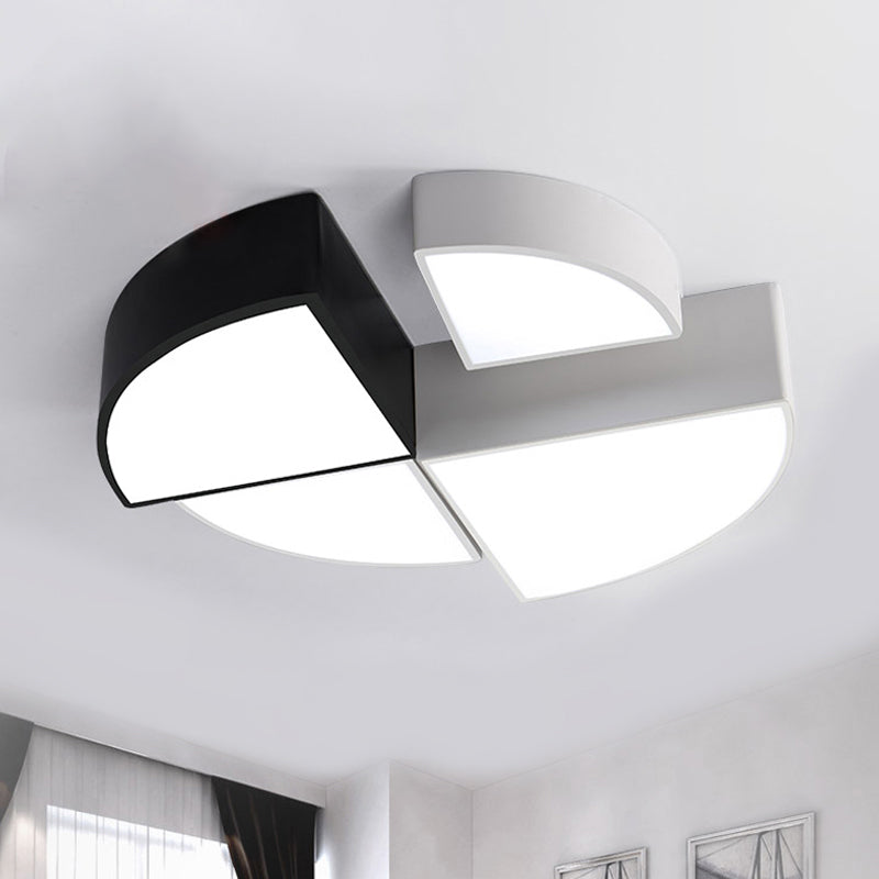 White/Black Sector Flush Light Modernist Led 10"/12"/14" Wide Metal Flush Mount Ceiling Fixture Clearhalo 'Ceiling Lights' 'Close To Ceiling Lights' 'Close to ceiling' 'Flush mount' Lighting' 243409