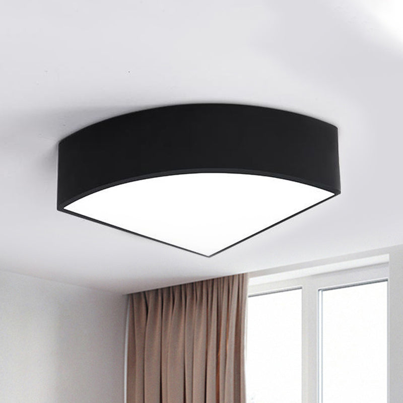 White/Black Sector Flush Light Modernist Led 10"/12"/14" Wide Metal Flush Mount Ceiling Fixture Clearhalo 'Ceiling Lights' 'Close To Ceiling Lights' 'Close to ceiling' 'Flush mount' Lighting' 243411