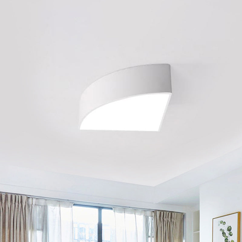 White/Black Sector Flush Light Modernist Led 10"/12"/14" Wide Metal Flush Mount Ceiling Fixture White Clearhalo 'Ceiling Lights' 'Close To Ceiling Lights' 'Close to ceiling' 'Flush mount' Lighting' 243412