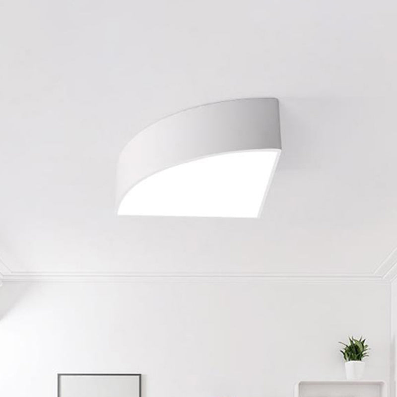 White/Black Sector Flush Light Modernist Led 10"/12"/14" Wide Metal Flush Mount Ceiling Fixture Clearhalo 'Ceiling Lights' 'Close To Ceiling Lights' 'Close to ceiling' 'Flush mount' Lighting' 243413