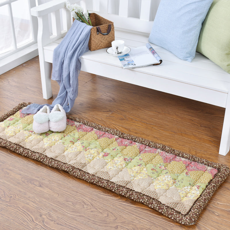 Multi Colored Floral Printed Rug Cotton Modern Indoor Rug Non-Slip Backing  Easy Care Washable Area Carpet for Bedroom - Clearhalo