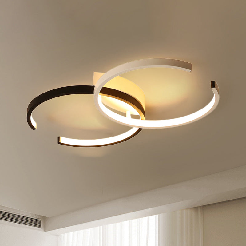 Black and White/White C-Shaped Ceiling Lighting Fixture Simplicity LED Acrylic Semi Flush Ceiling Light in Warm/White/Natural Light Clearhalo 'Ceiling Lights' 'Close To Ceiling Lights' 'Close to ceiling' 'Semi-flushmount' Lighting' 243469