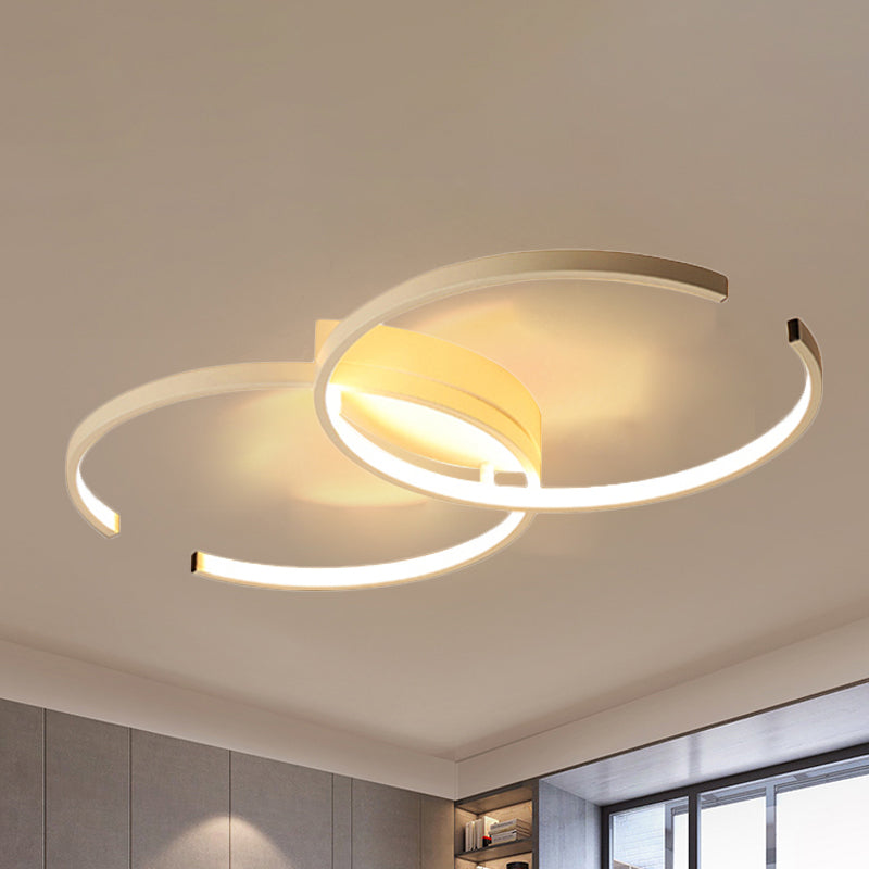 Black and White/White C-Shaped Ceiling Lighting Fixture Simplicity LED Acrylic Semi Flush Ceiling Light in Warm/White/Natural Light White Clearhalo 'Ceiling Lights' 'Close To Ceiling Lights' 'Close to ceiling' 'Semi-flushmount' Lighting' 243472