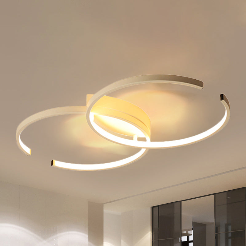 Black and White/White C-Shaped Ceiling Lighting Fixture Simplicity LED Acrylic Semi Flush Ceiling Light in Warm/White/Natural Light Clearhalo 'Ceiling Lights' 'Close To Ceiling Lights' 'Close to ceiling' 'Semi-flushmount' Lighting' 243473