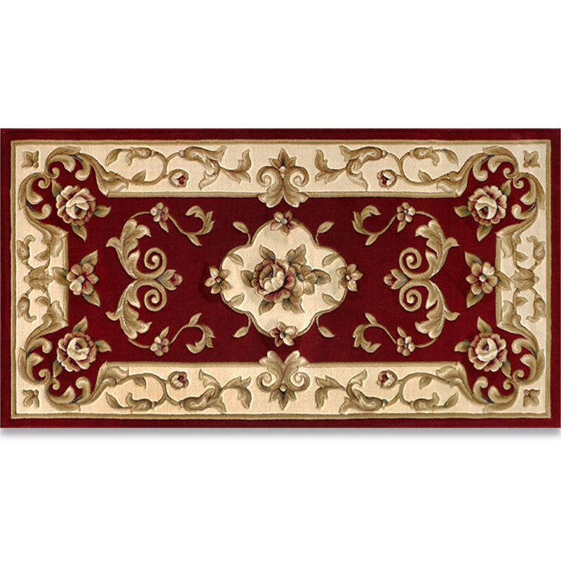 Shabby Chic Bedroom Rug Multi Colored Flower Printed Indoor Rug Synthetics Non-Slip Pet Friendly Area Carpet Dark Red Clearhalo 'Area Rug' 'Rugs' 'Vintage' Rug' 2434786