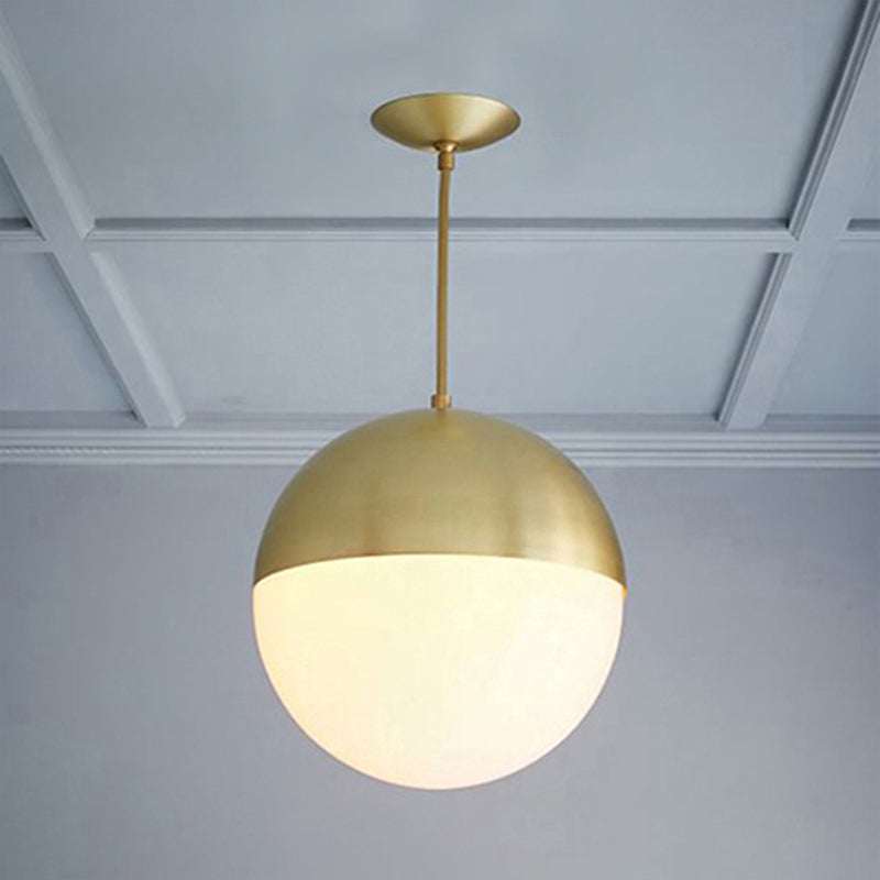 Black/Gold Sphere Pendant Lamp Modernist 1 Light Opal Glass Ceiling Light Fixture for Kitchen Gold Clearhalo 'Ceiling Lights' 'Glass shade' 'Glass' 'Modern Pendants' 'Modern' 'Pendant Lights' 'Pendants' Lighting' 243481