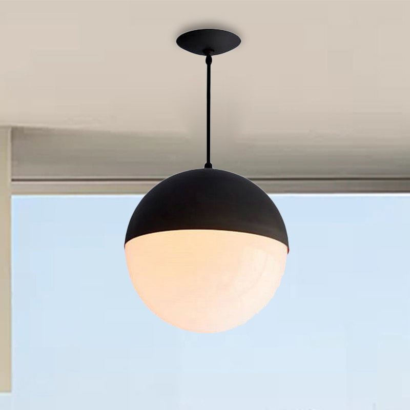 Black/Gold Sphere Pendant Lamp Modernist 1 Light Opal Glass Ceiling Light Fixture for Kitchen Black Clearhalo 'Ceiling Lights' 'Glass shade' 'Glass' 'Modern Pendants' 'Modern' 'Pendant Lights' 'Pendants' Lighting' 243482