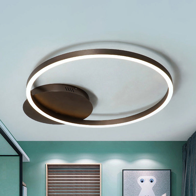 Black/Brown 1/2/3-Ring Semi Flush Light Contemporary LED Acrylic Ceiling Mounted Fixture in Warm/White/Natural Light, 16.5"/19.5"/23.5" Wide Brown Clearhalo 'Ceiling Lights' 'Close To Ceiling Lights' 'Close to ceiling' 'Semi-flushmount' Lighting' 243485