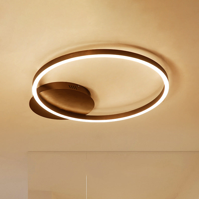 Black/Brown 1/2/3-Ring Semi Flush Light Contemporary LED Acrylic Ceiling Mounted Fixture in Warm/White/Natural Light, 16.5"/19.5"/23.5" Wide Clearhalo 'Ceiling Lights' 'Close To Ceiling Lights' 'Close to ceiling' 'Semi-flushmount' Lighting' 243486