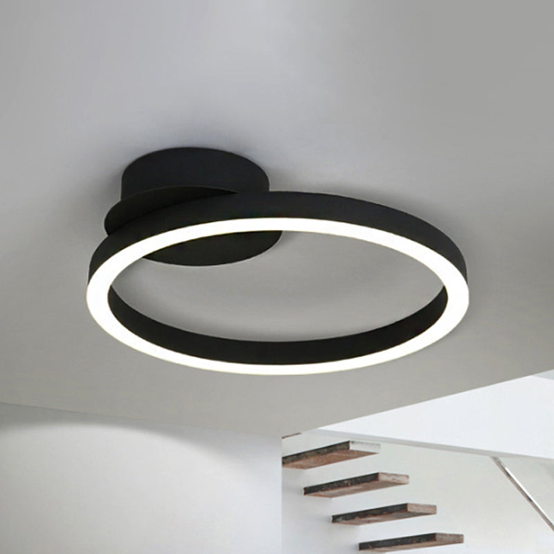 Black/Brown 1/2/3-Ring Semi Flush Light Contemporary LED Acrylic Ceiling Mounted Fixture in Warm/White/Natural Light, 16.5"/19.5"/23.5" Wide Black Clearhalo 'Ceiling Lights' 'Close To Ceiling Lights' 'Close to ceiling' 'Semi-flushmount' Lighting' 243487