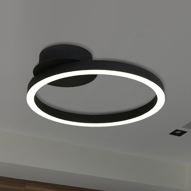 Black/Brown 1/2/3-Ring Semi Flush Light Contemporary LED Acrylic Ceiling Mounted Fixture in Warm/White/Natural Light, 16.5"/19.5"/23.5" Wide Clearhalo 'Ceiling Lights' 'Close To Ceiling Lights' 'Close to ceiling' 'Semi-flushmount' Lighting' 243488