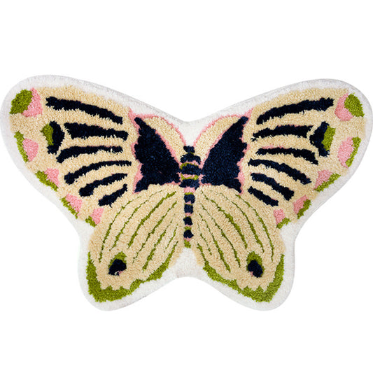 Yellow Nordic Rug Polyster Butterfly Printed Indoor Rug Anti-Slip Backing Pet Friendly Easy Care Area Carpet for Decoration Clearhalo 'Area Rug' 'Rug' 2435011