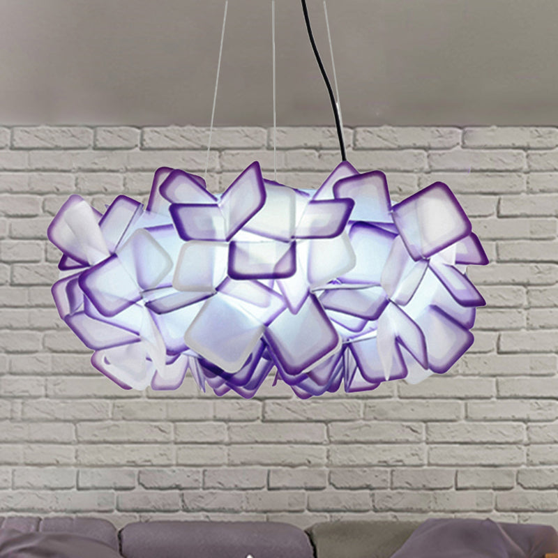 Brown/Blue/Purple Blossom Drop Pendant Contemporary 21"/27.5" Wide 1-Light Acrylic Ceiling Lamp for Living Room Purple Clearhalo 'Ceiling Lights' 'Modern Pendants' 'Modern' 'Pendant Lights' 'Pendants' Lighting' 243522