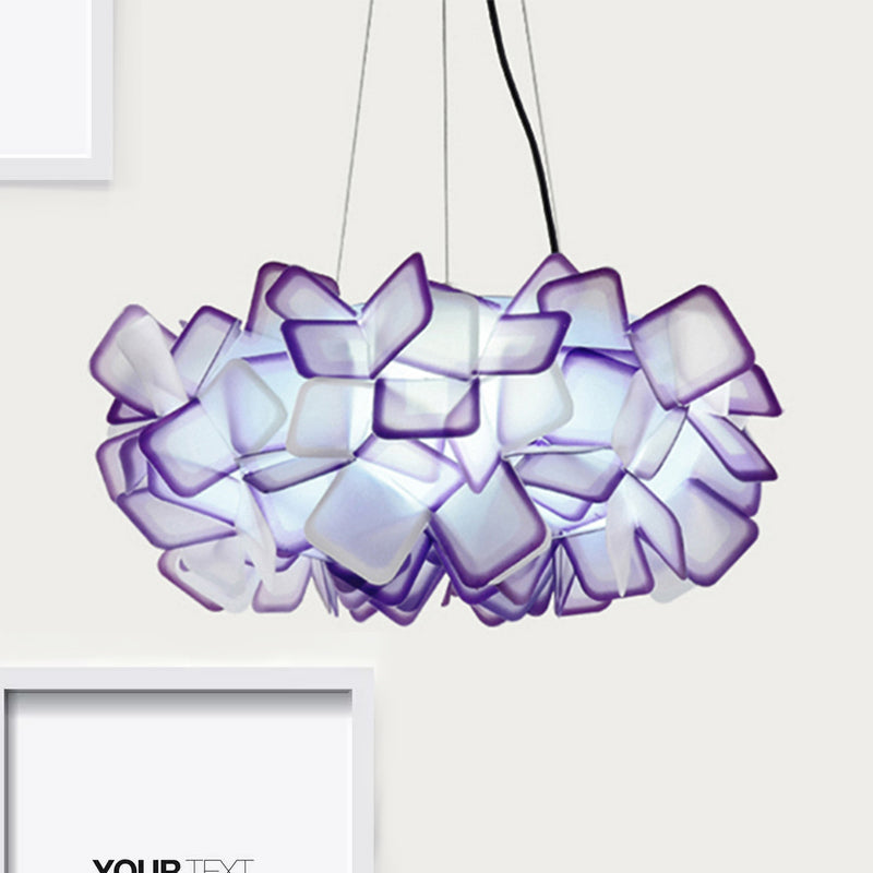 Brown/Blue/Purple Blossom Drop Pendant Contemporary 21"/27.5" Wide 1-Light Acrylic Ceiling Lamp for Living Room Clearhalo 'Ceiling Lights' 'Modern Pendants' 'Modern' 'Pendant Lights' 'Pendants' Lighting' 243523