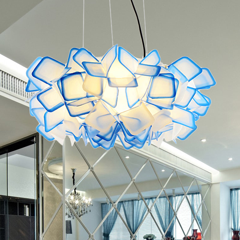 Brown/Blue/Purple Blossom Drop Pendant Contemporary 21"/27.5" Wide 1-Light Acrylic Ceiling Lamp for Living Room Blue Clearhalo 'Ceiling Lights' 'Modern Pendants' 'Modern' 'Pendant Lights' 'Pendants' Lighting' 243525