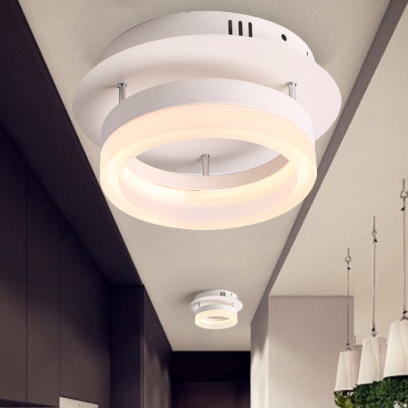 Acrylic Round/Square Ceiling Semi Flush Mount Light Modern LED Lighting Fixture in Warm/White Light for Corridor White White Round Clearhalo 'Ceiling Lights' 'Close To Ceiling Lights' 'Close to ceiling' 'Semi-flushmount' Lighting' 243540