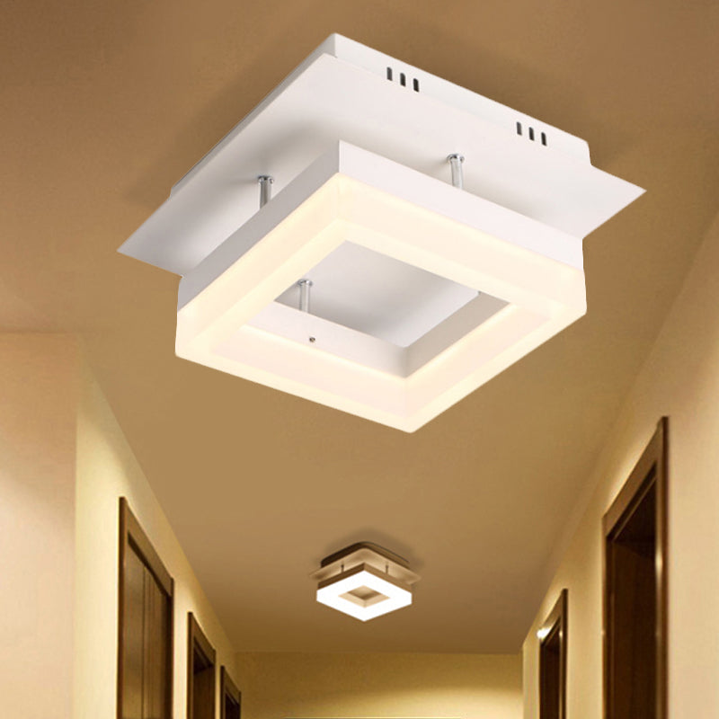 Acrylic Round/Square Ceiling Semi Flush Mount Light Modern LED Lighting Fixture in Warm/White Light for Corridor Clearhalo 'Ceiling Lights' 'Close To Ceiling Lights' 'Close to ceiling' 'Semi-flushmount' Lighting' 243544