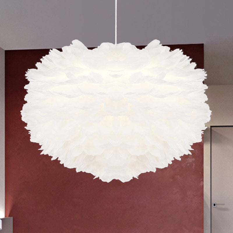 Pendant Light with Shade, Modern Style Feather Ceiling Light Fixture White Clearhalo 'Ceiling Lights' 'Modern Pendants' 'Modern' 'Pendant Lights' 'Pendants' Lighting' 243570